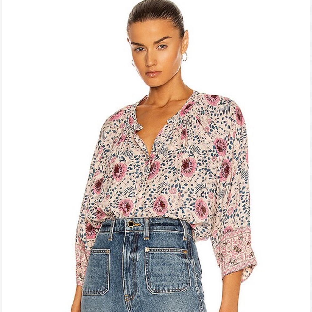 Natalie Martin Purple and Cream Floral Blouse